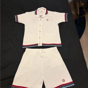 White and Red Casual Set with Nautical Accents